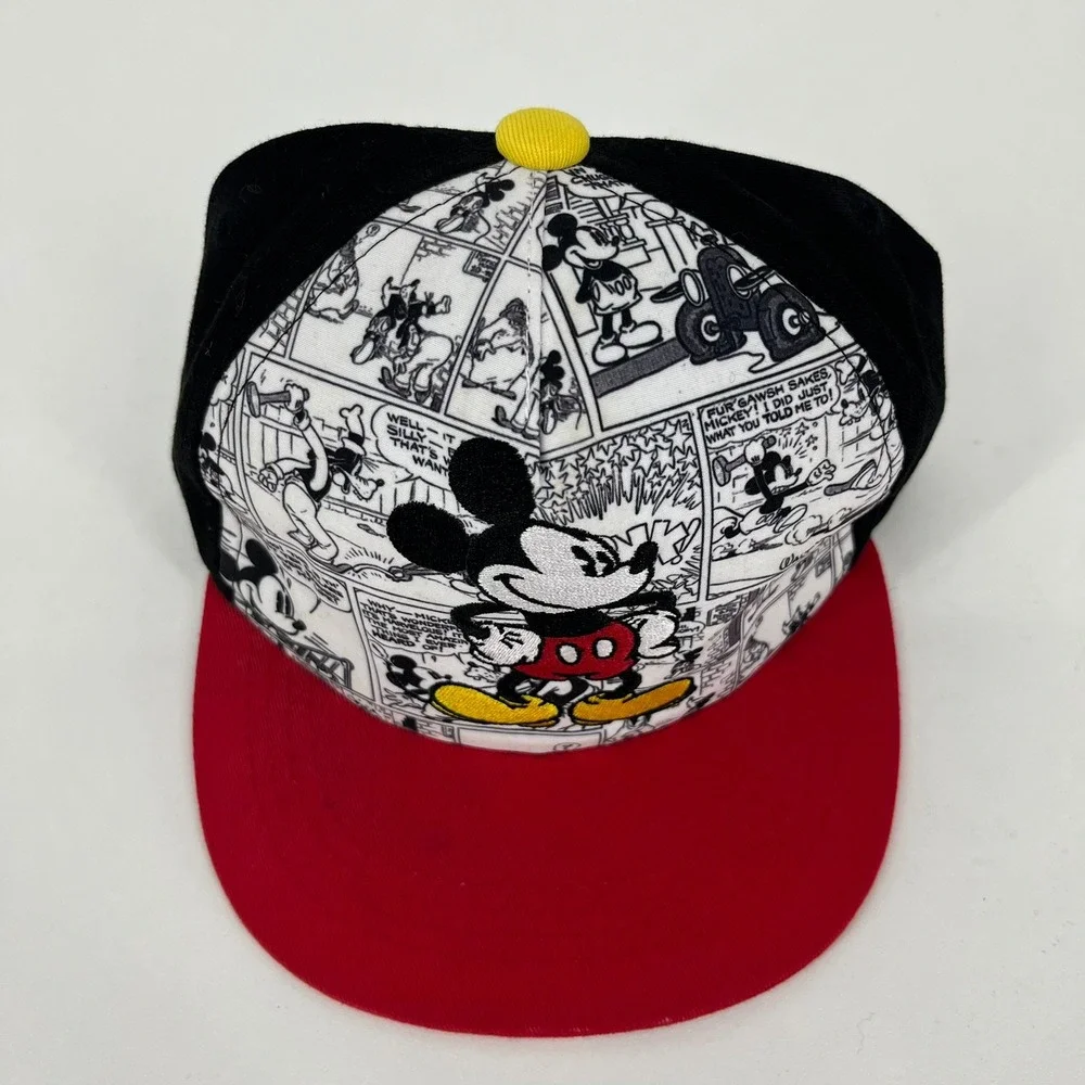Disney Mickey Mouse Boys Comic Strip Snapback Hat Black Red White